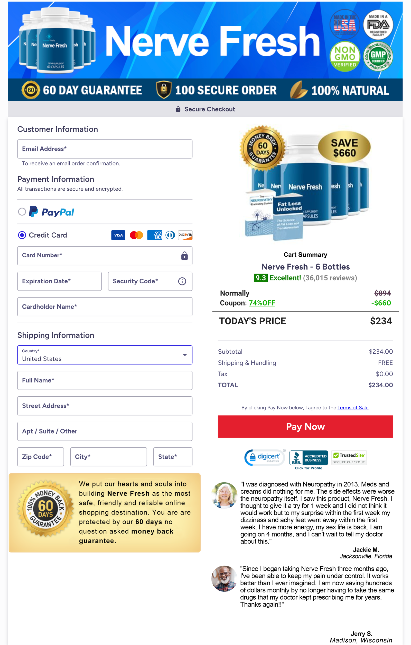 Nerve Fresh Official Website Secure Order Page